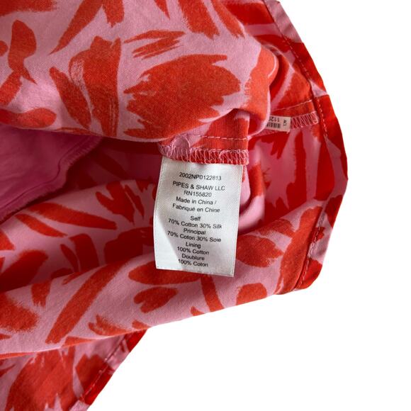 Veronica Beard Samy Red & Pink Poppy Floral Print Button Up Mini Shirt Dress 4 - Picture 10 of 12